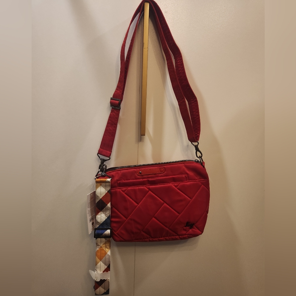 Lugz Red Quilted RFID Crossbody Bag with 2 Straps